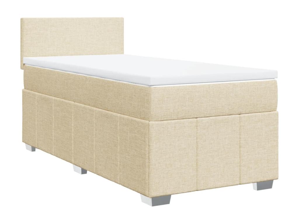 Bed base with mattress, Cream, 80x200 cm, Fabric