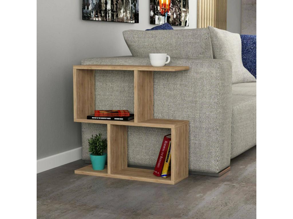 Coffee table, magazine rack for sofa, living room shelf, 60x20x60 cm, oak
