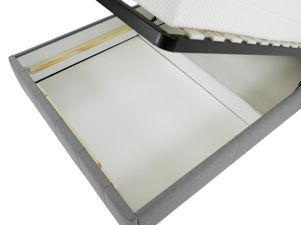 Bed 101 Double Grey 160x200 Faux Leather Slatted Base 178x216x105cm