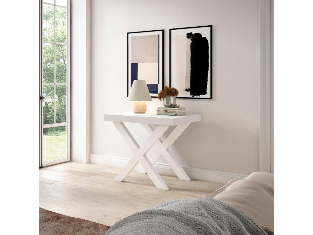 Extendable console table 160cm, seats 8, solid wood legs