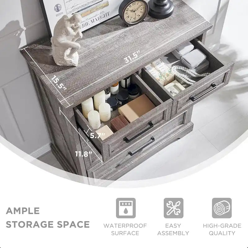 Farmhouse 5 Drawer Dresser for Bedroom, Modern Chest of Drawers