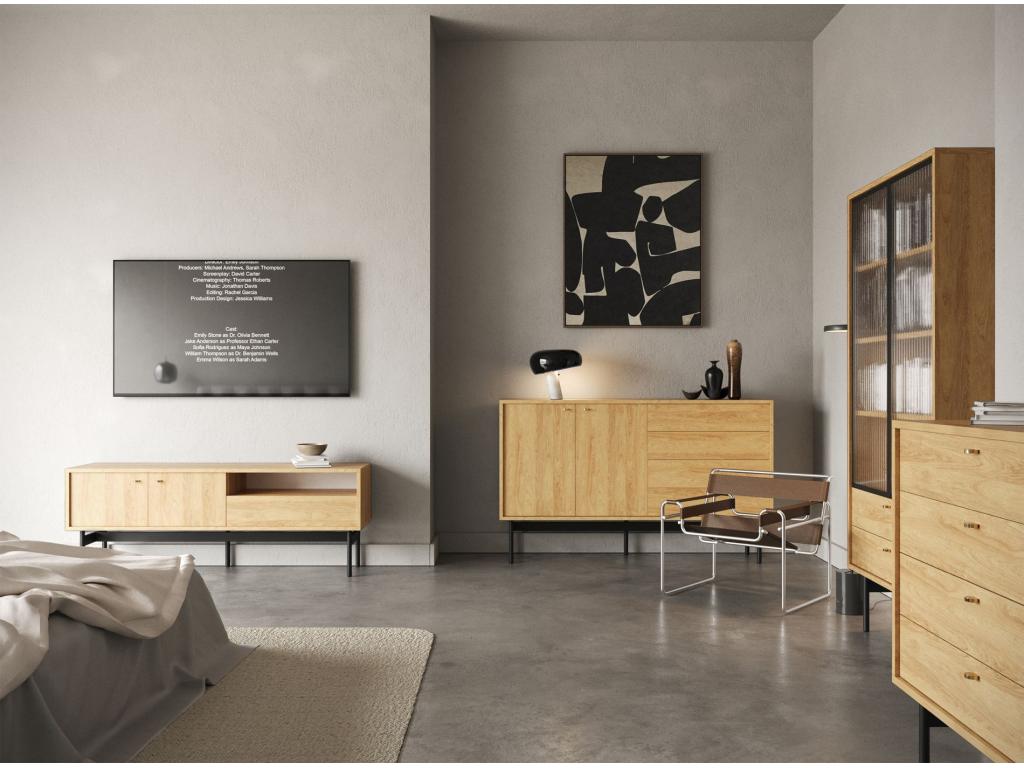 TV stand - 154 cm - hickory wood color -