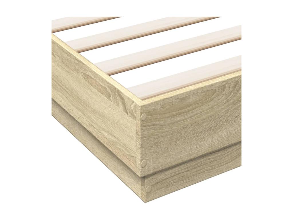 Bed frame with LED lighting, without mattress, oak finish, 150x200 cm