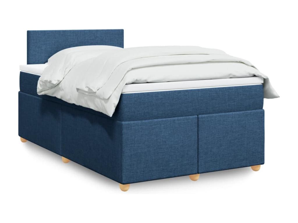Bed base with mattress, blue, 120x200 cm, fabric
