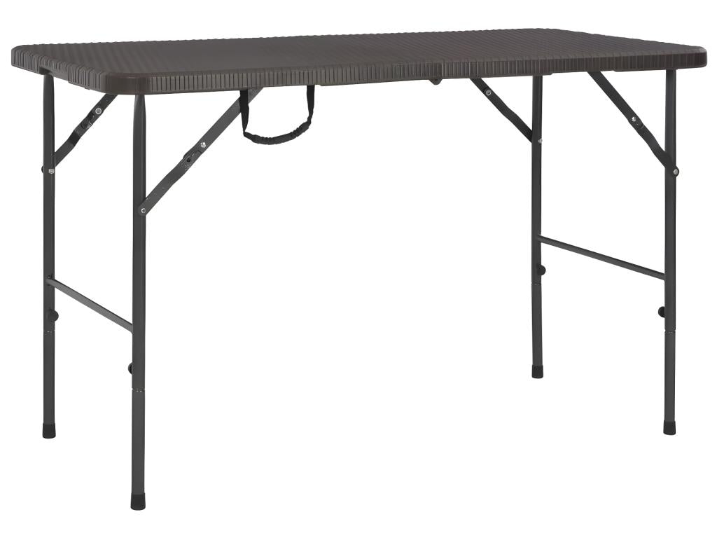 Folding garden table, brown, 120x60x74cm, HDPE, rattan look