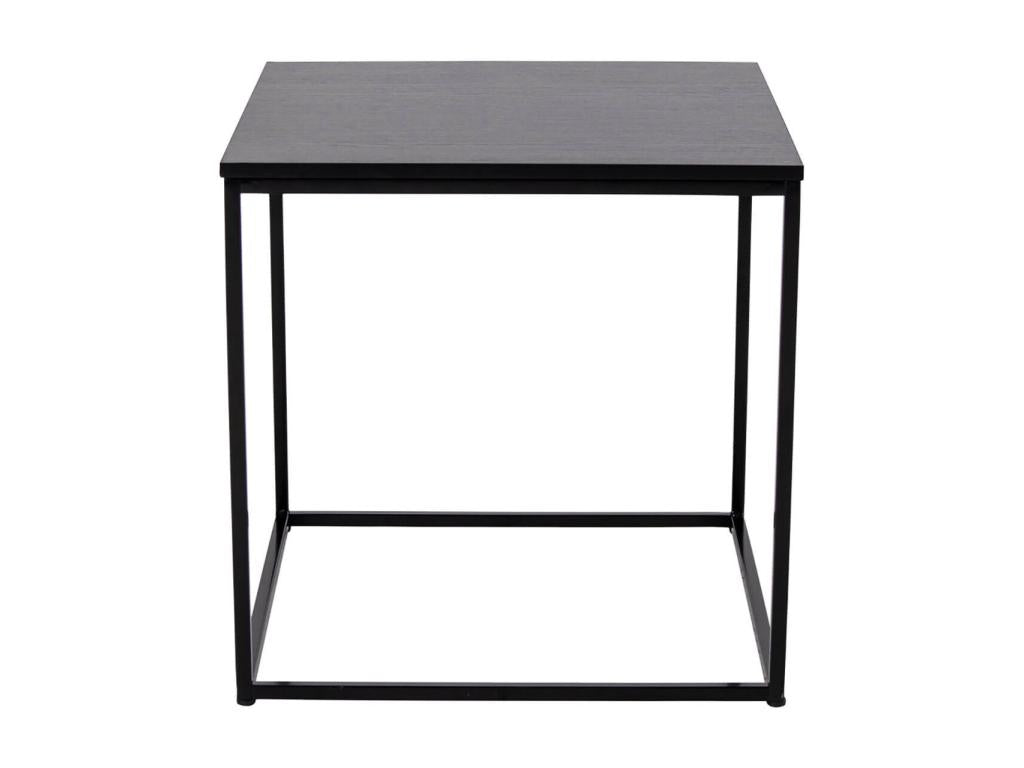 Square End Table in Steel and Black Wood Finish