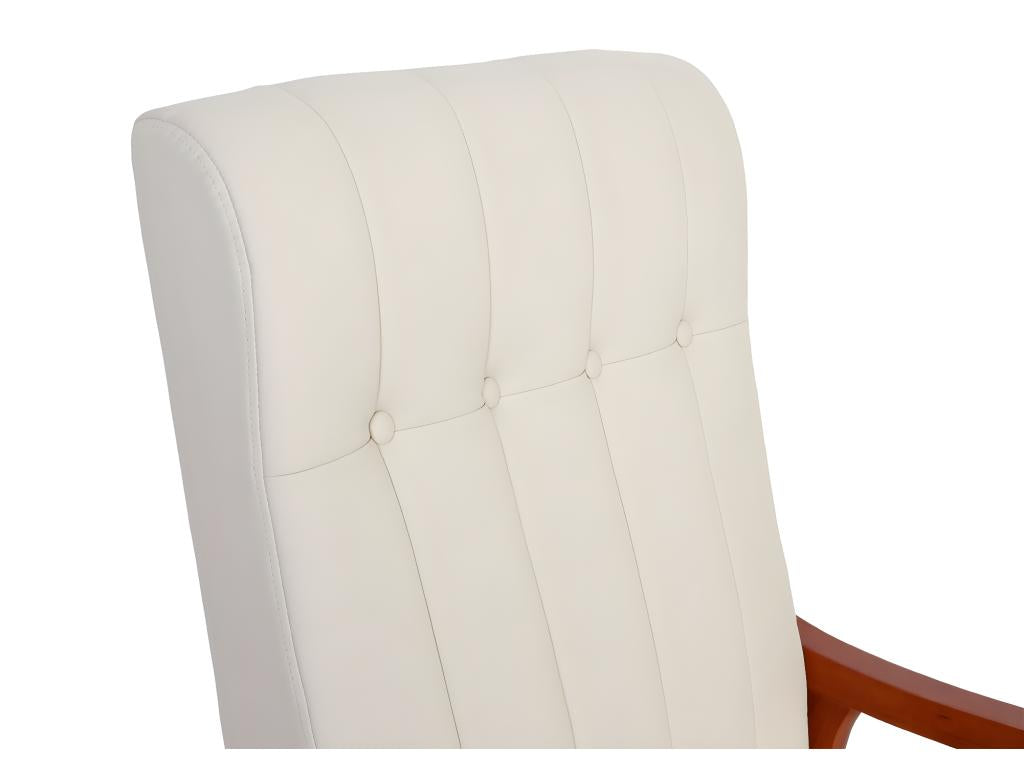 K10 Rocking Chair, Cream Faux Leather, Walnut-Effect Legs