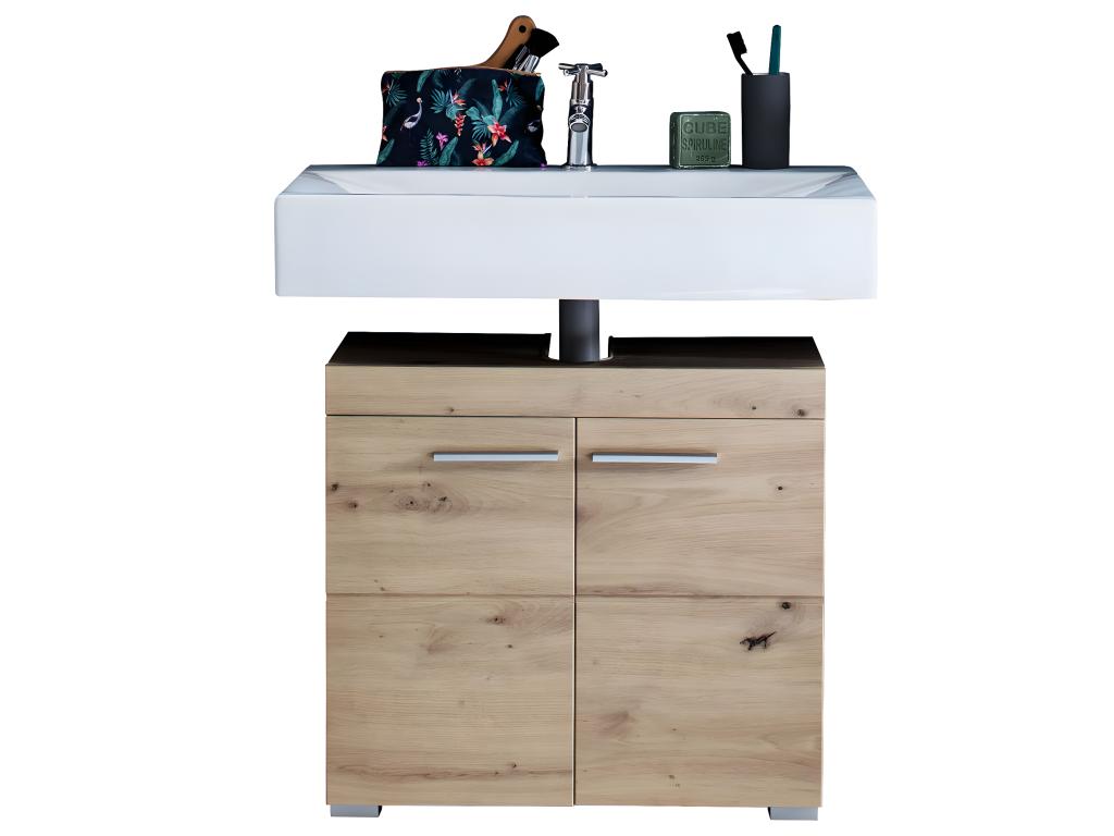 Bathroom vanity unit with two doors, knotty oak finish