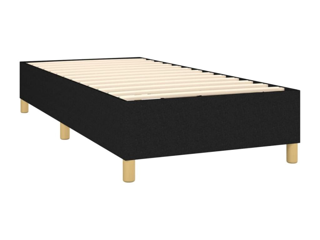 Black 90x200 cm Bed Base with Mattress and LED Lighting Fabric
