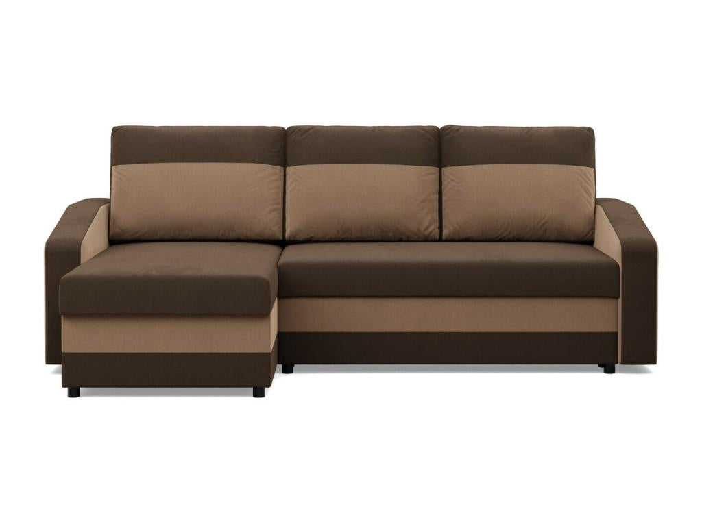 Corner sofa with sleeping function, universal side, dark brown.