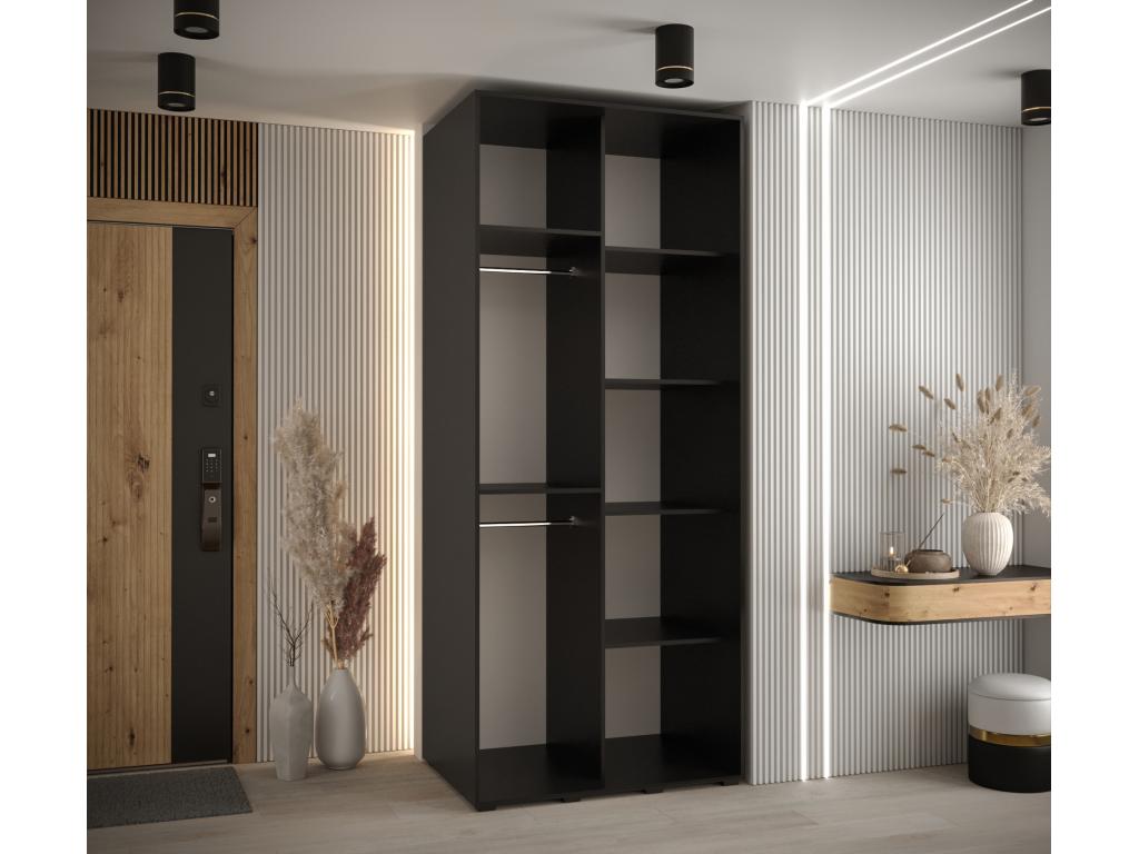 4-Door Sliding Wardrobe 235.2/100/60 2 Doors Black/White/Gold