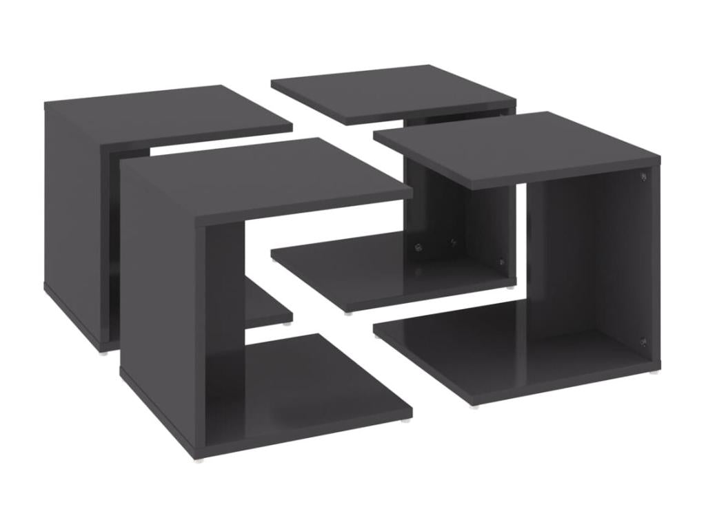 Coffee tables, 4 pcs, glossy grey, 33x33x33 cm, engineered wood