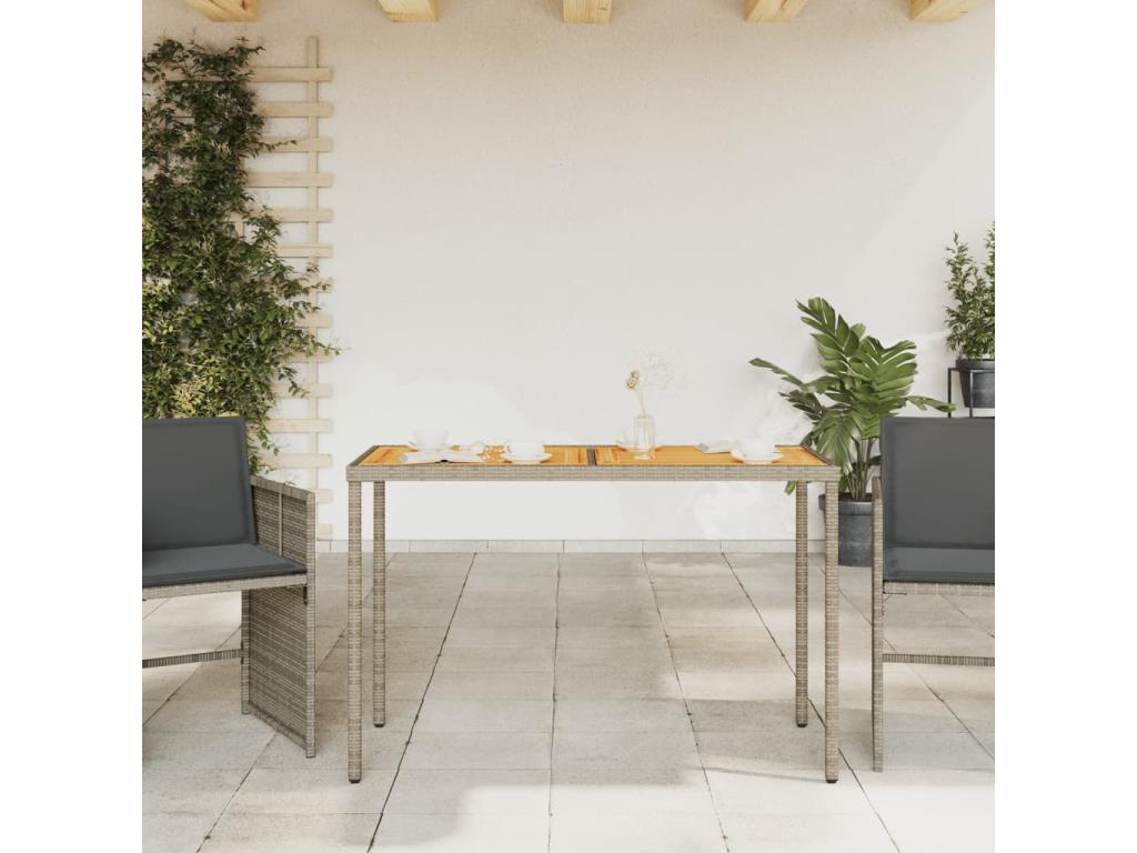 Garden table with grey wooden top, 115x54x74 cm