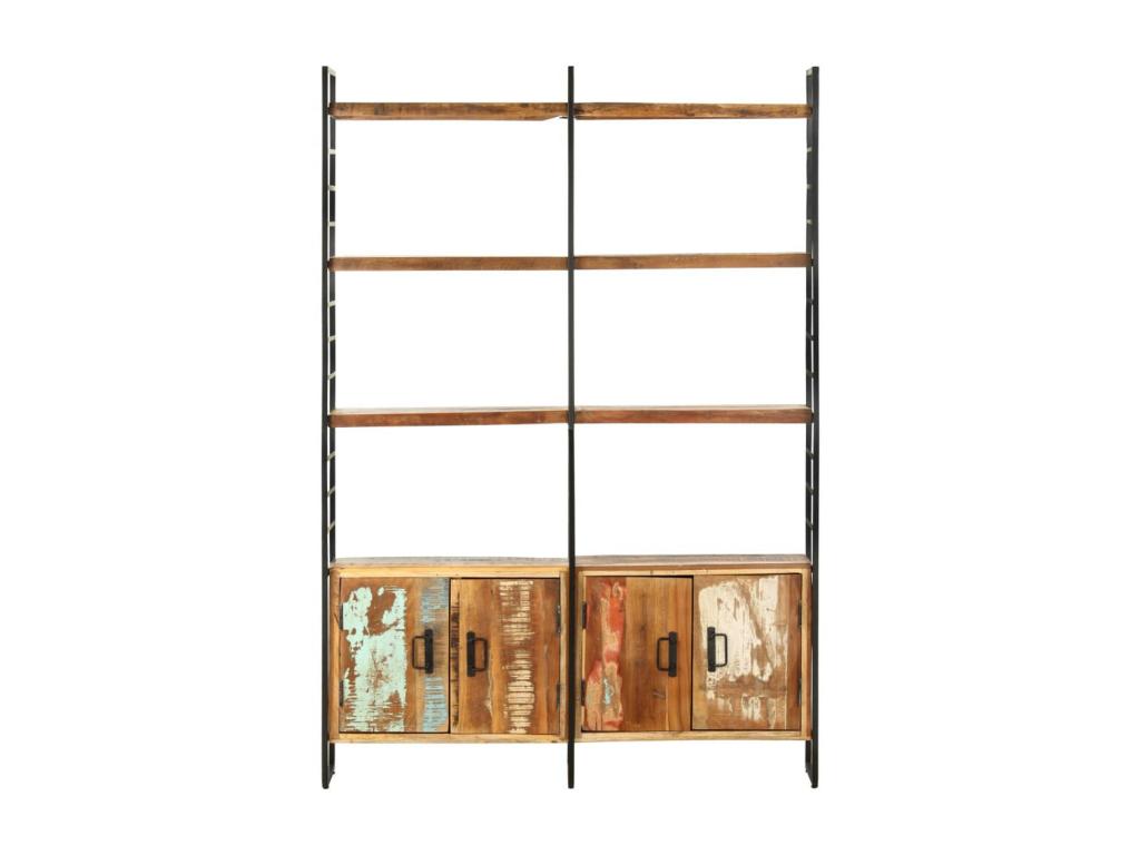4-tier bookcase, 124x30x180 cm, solid reclaimed wood