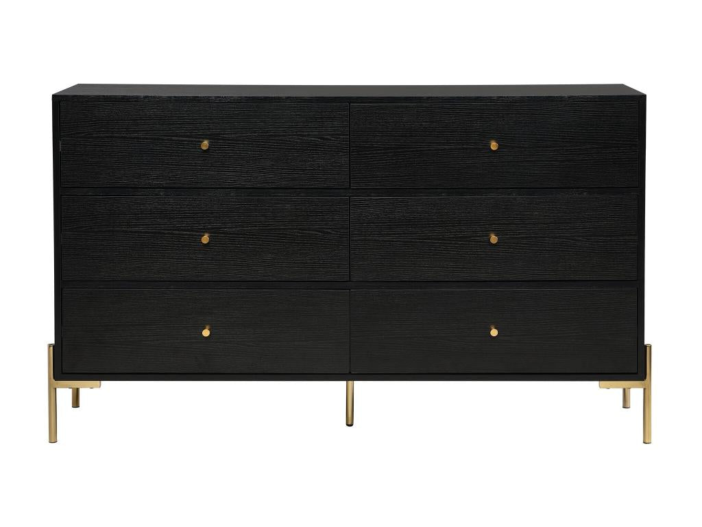 6-drawer chest - MDF and metal - Black and gold -
