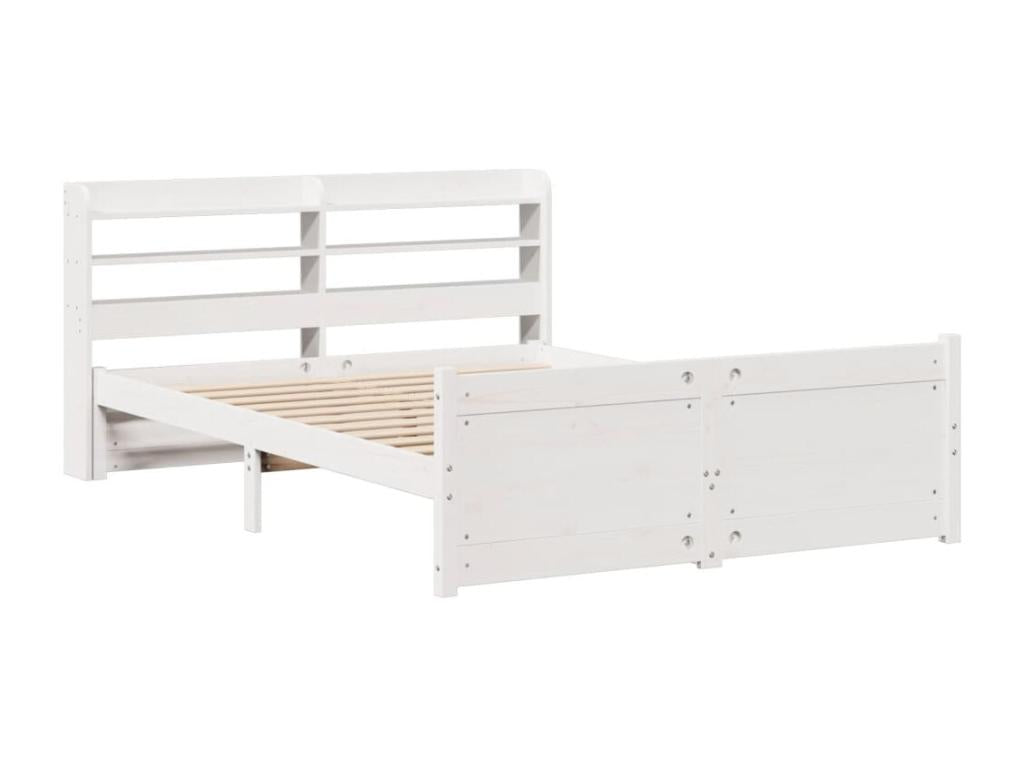 Bed frame and headboard without mattress, white, 135x190 cm