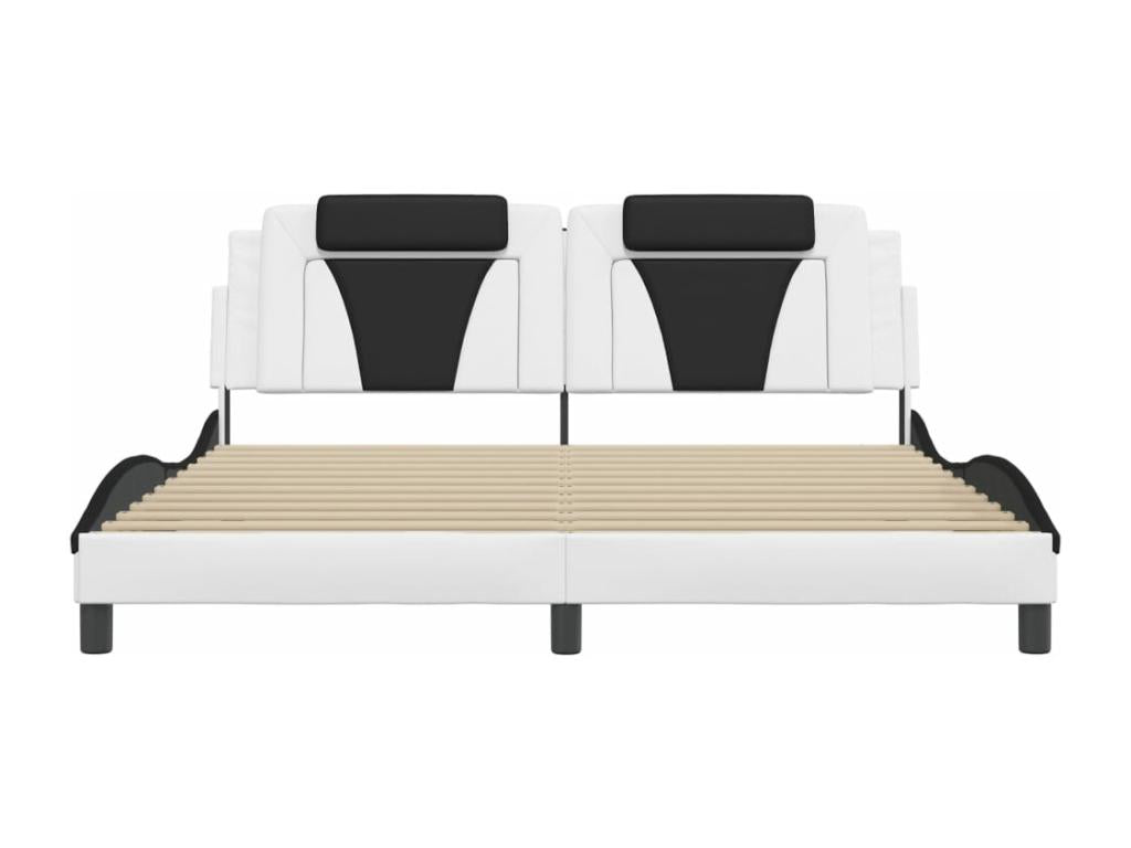 Bed frame with Nobelleaères LED lights, white and black, 180x200 cm, faux leather