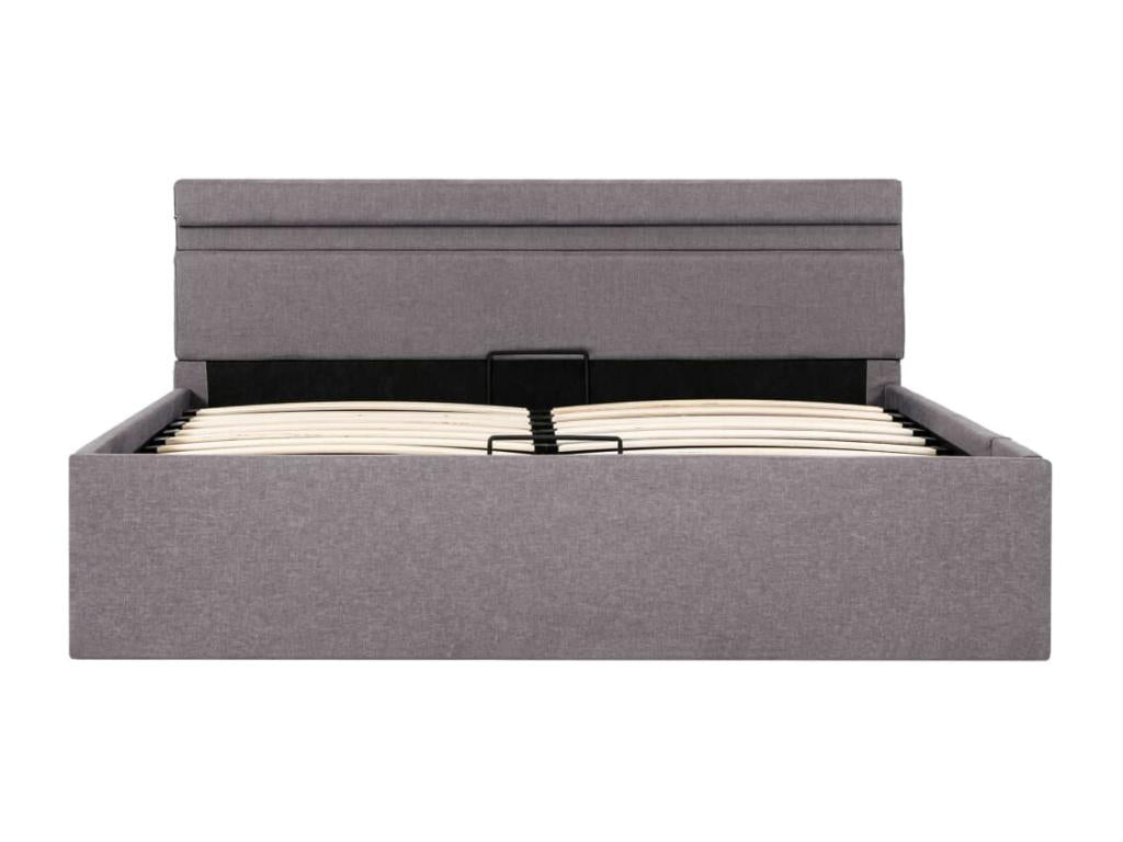 Bed frame with hydraulic storage and LED lighting, 140x200 cm