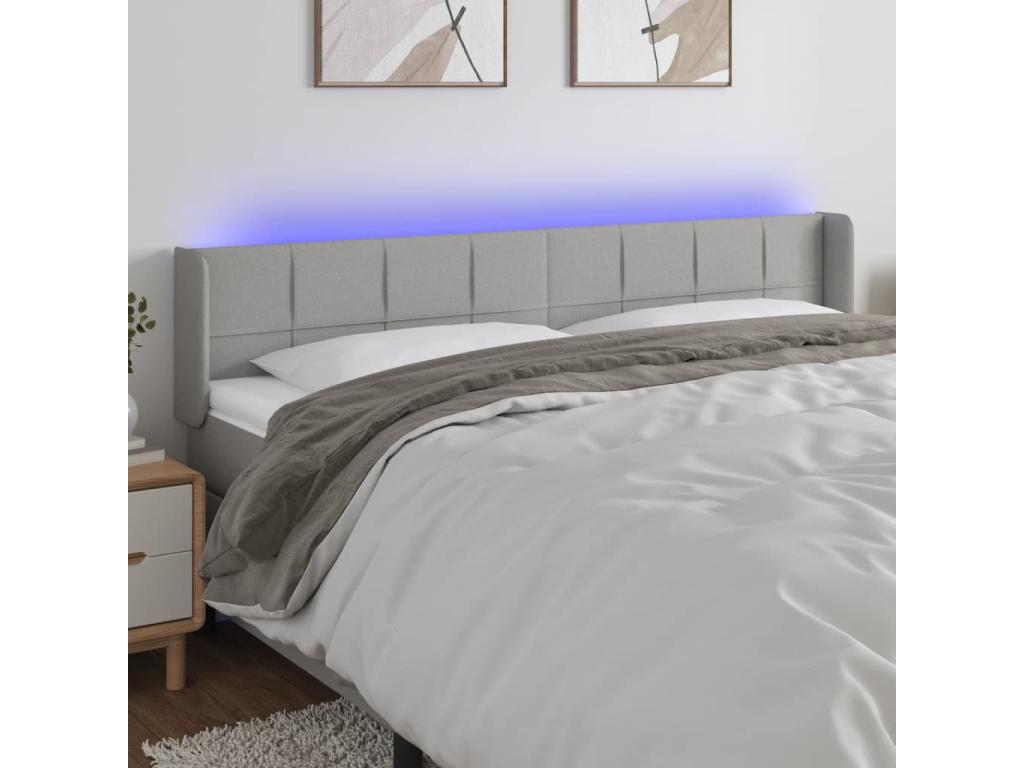Light Grey LED Headboard 163x16x78/88 cm Fabric