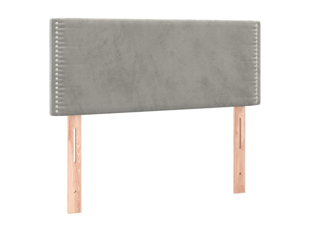 Upholstered bed base and mattress with LED lighting, light grey, 90x190cm, velvet