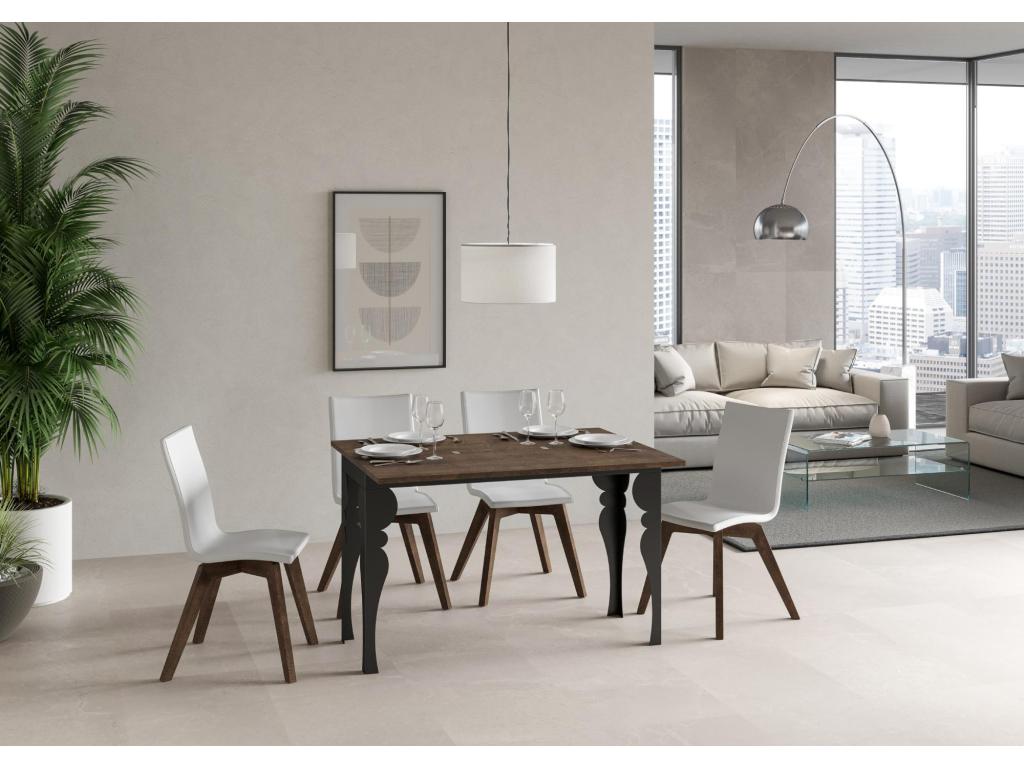 Paxon Double Extendable Folding Table 120x45/90 cm Walnut with Anthracite Frame