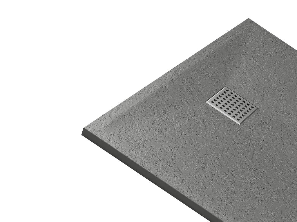 Extra-flat shower tray, for surface or recess installation, cuttable, made of SMC resin - Grey - 140x90 cm -