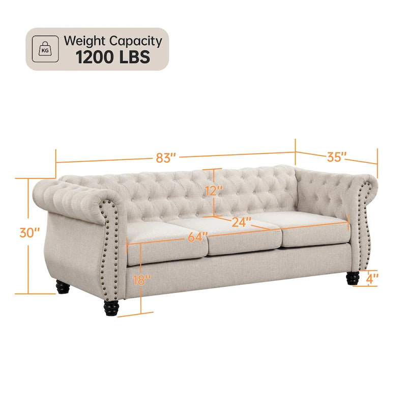 Morden Fort Chesterfield Tufted Velvet Sofa