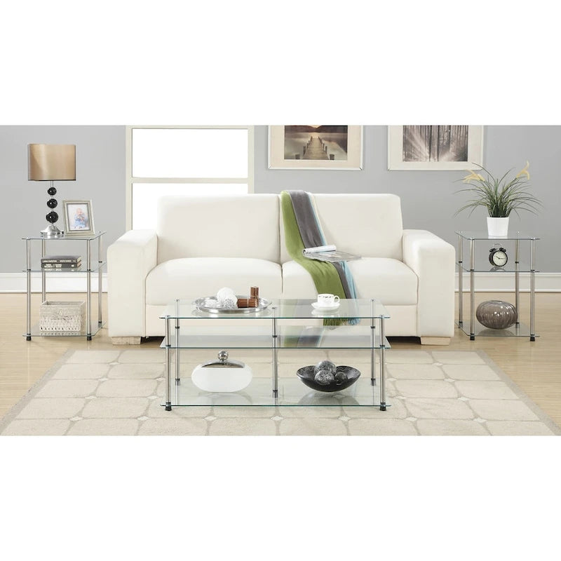 Convenience Concepts Designs2Go Classic Glass 3 Tier End Table