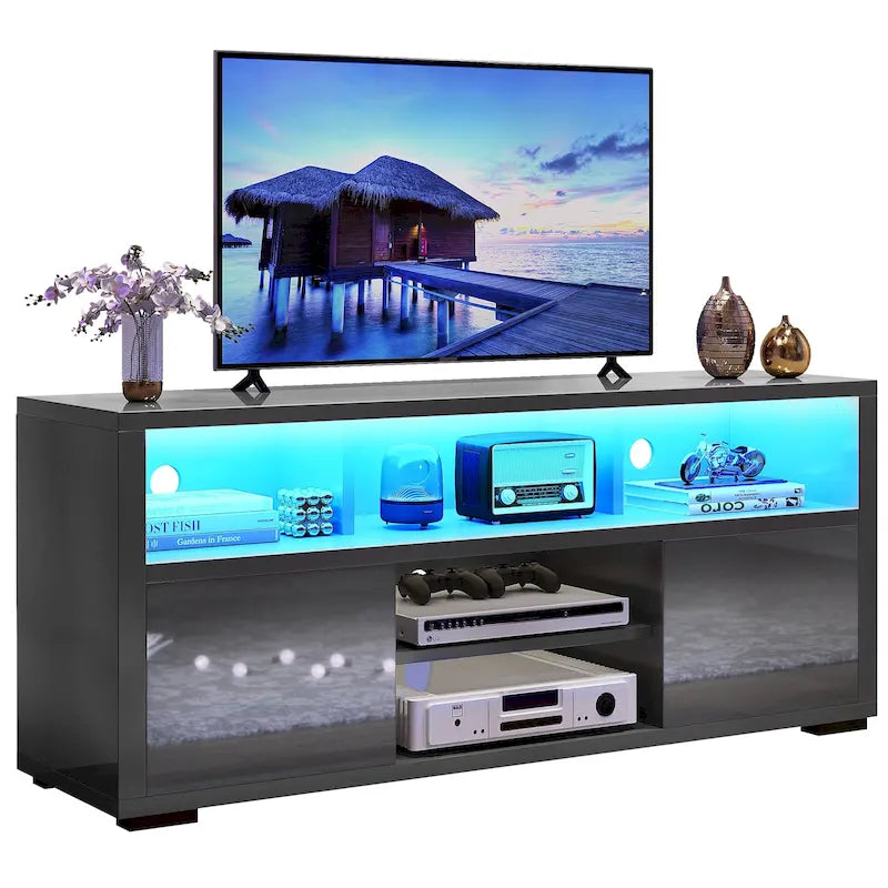Moasis High Gloss LED TV Stand & Entertainment Center Media Console for up to 70 inch TVs