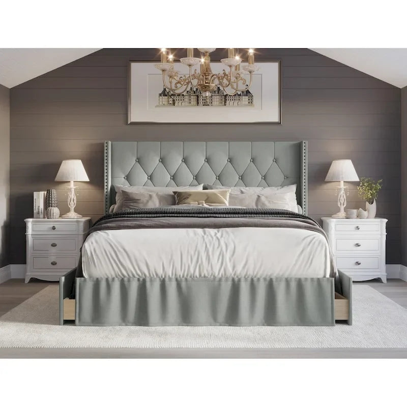 Andrea Tufted Upholstered Storage Panel Bed