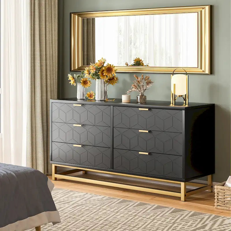 6 Drawer Dresser For Bedroom With Modern Style