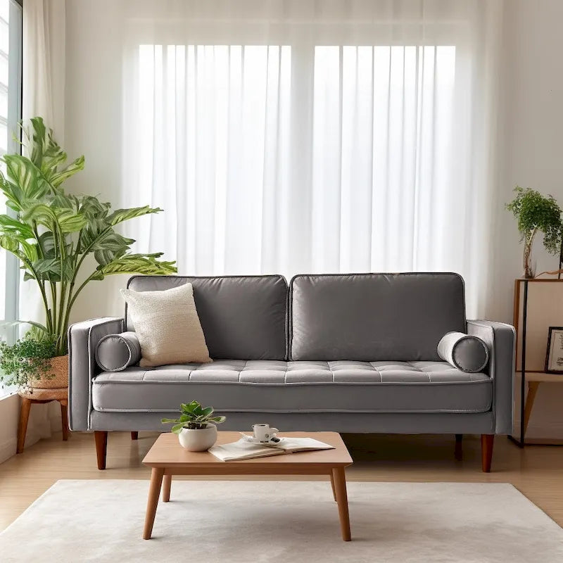 Edona 70 Velvet Square Arm Sofa