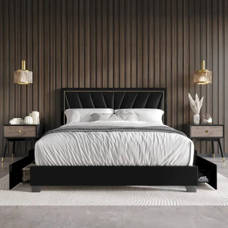 Valdez Full Upholstered Storage Platform Bed