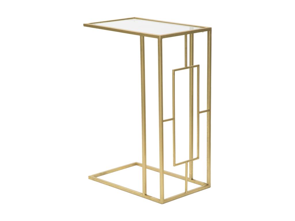 Geometric coffee table in gold-tone metal, 40.5x25.5x60 cm