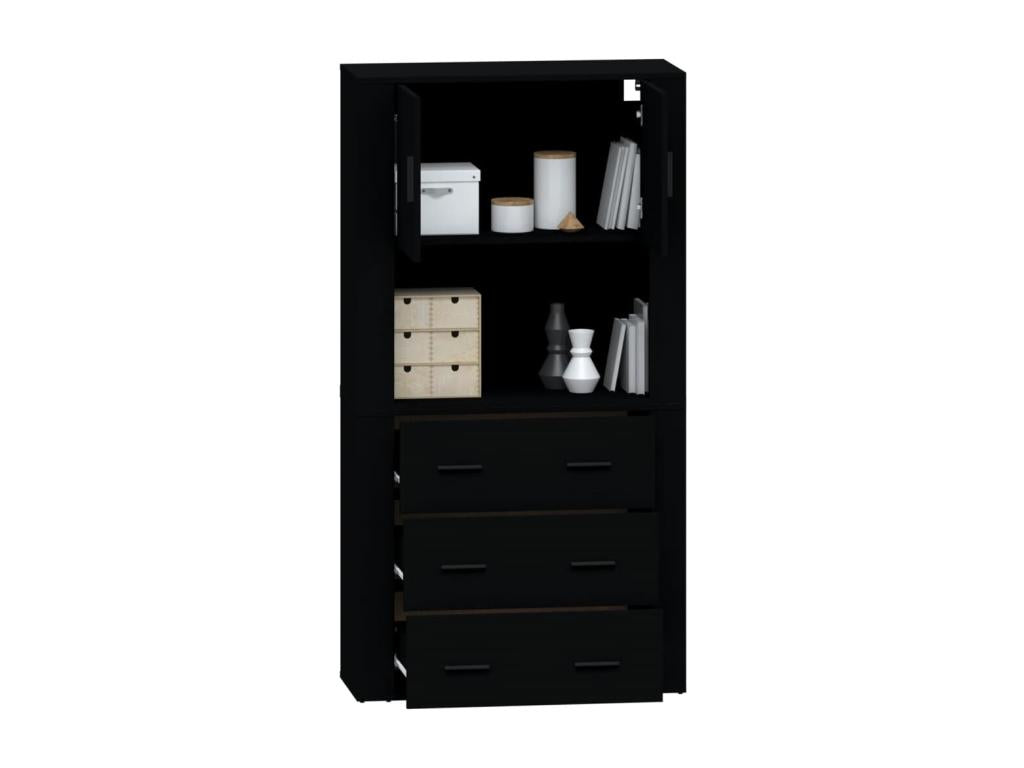 Black Engineered Wood Highboard