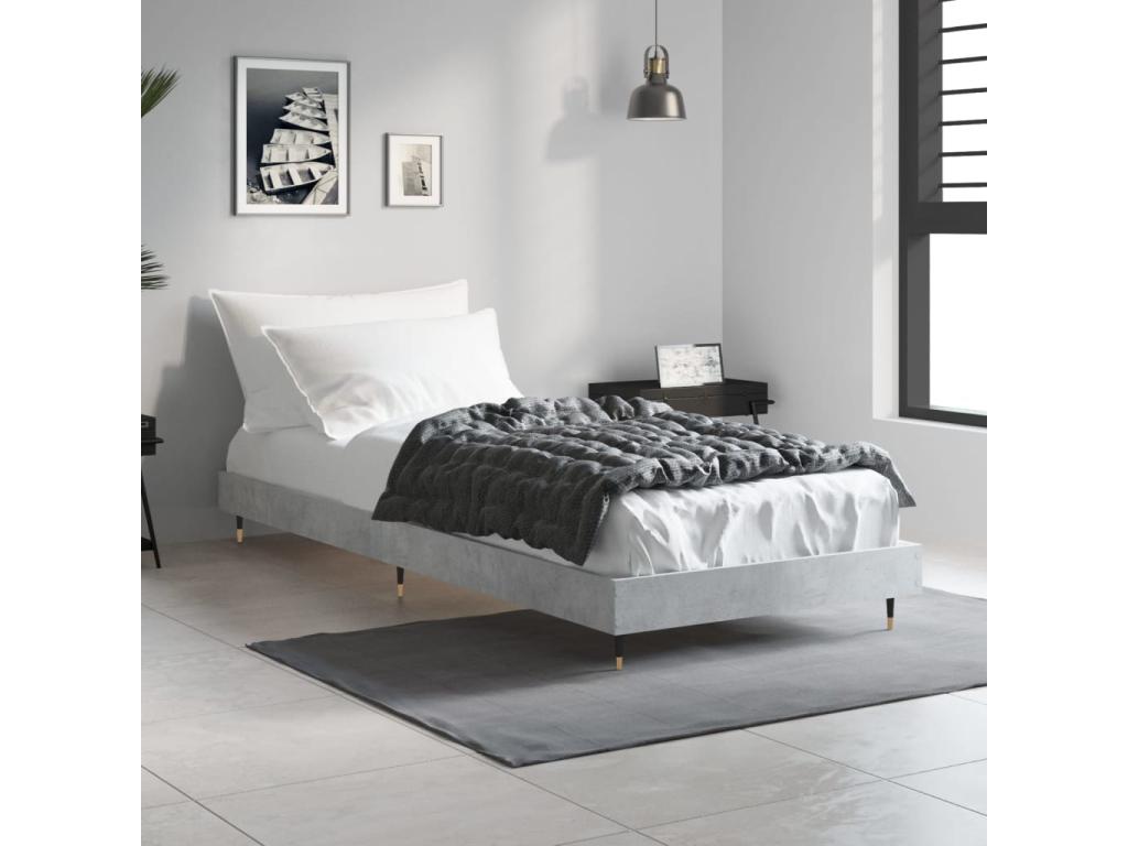 Concrete grey bed frame 75x190 engineered wood