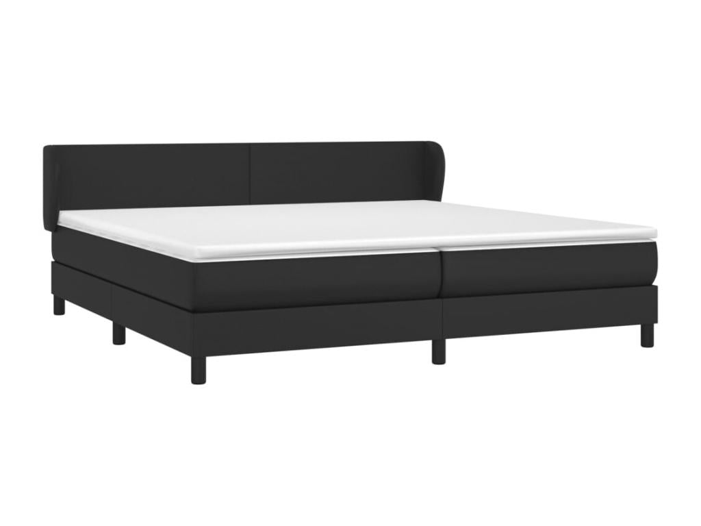 Upholstered bed base with mattress, black, 200x200 cm, faux leather