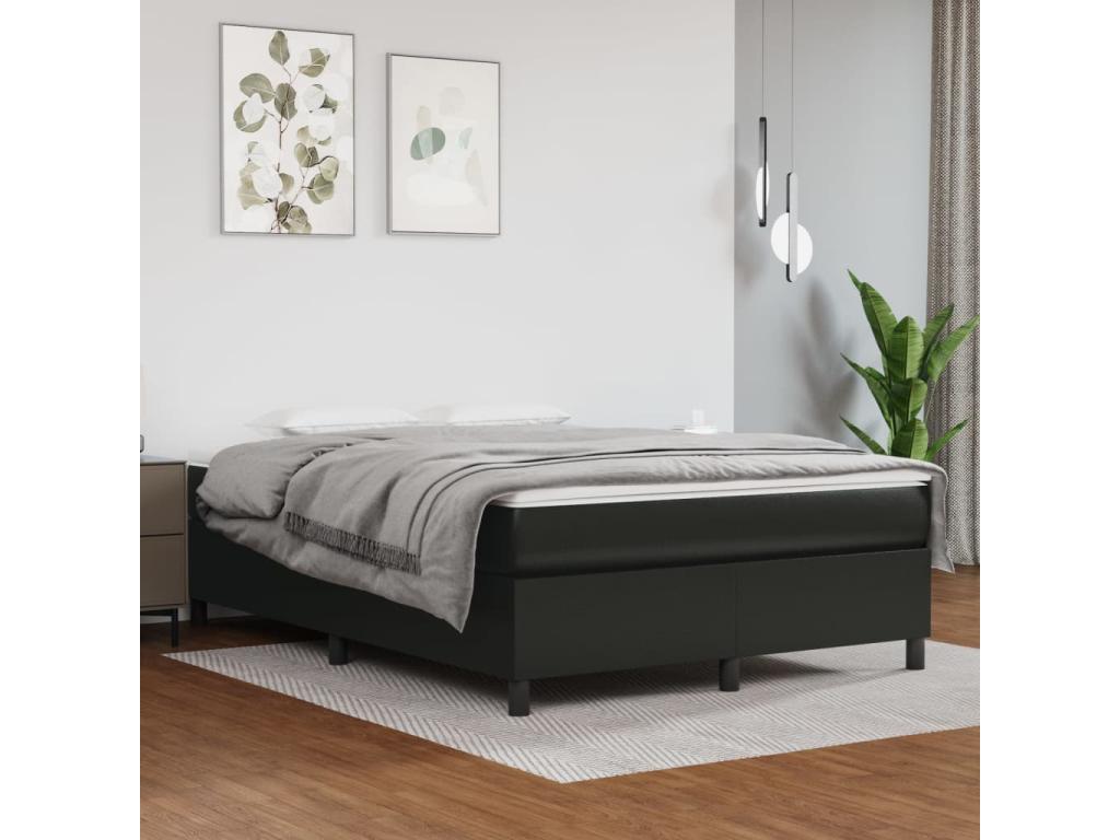 Black bed base 140x190 cm Faux leather