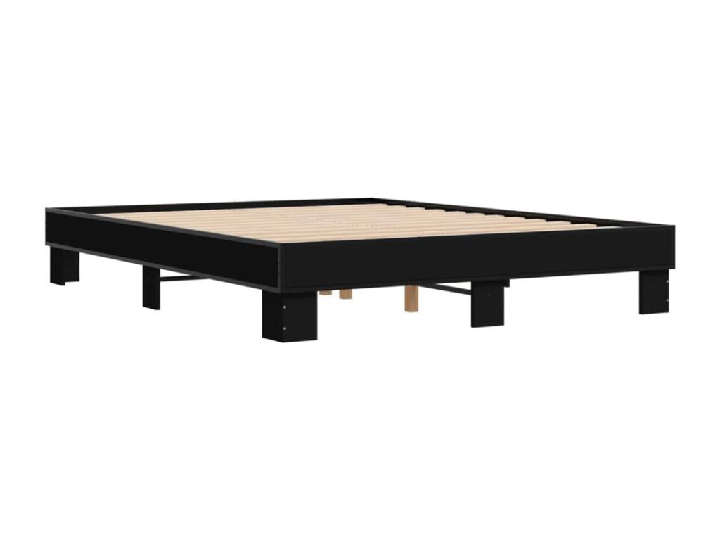 Black bed frame without mattress, 150x200 cm