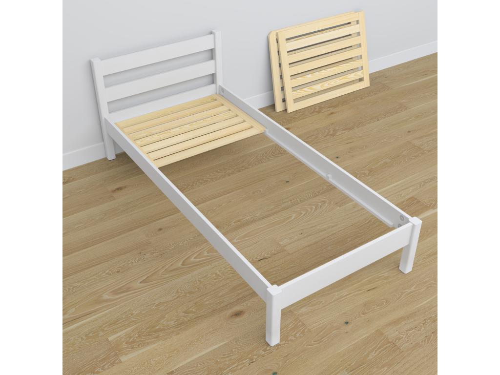 Single wooden bed - with drawer N01 White 100x200