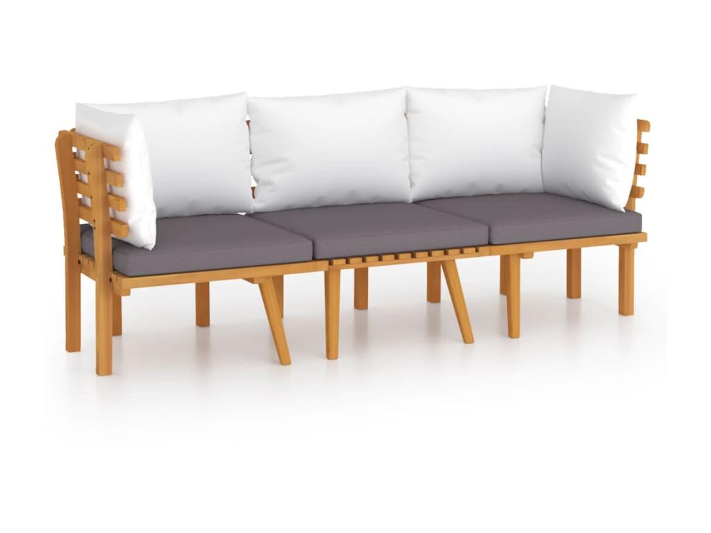 3-piece garden furniture set with cushions, solid wood, 5