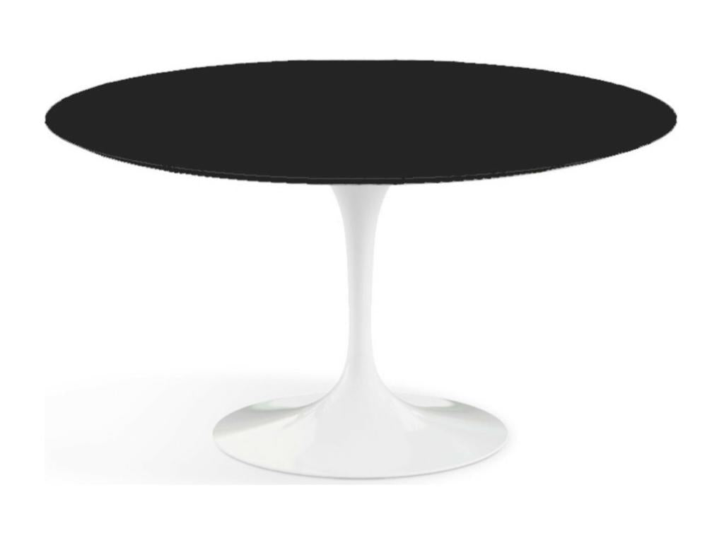 Round tulip table - Matte black top - Diameter 120 cm - Matte white base