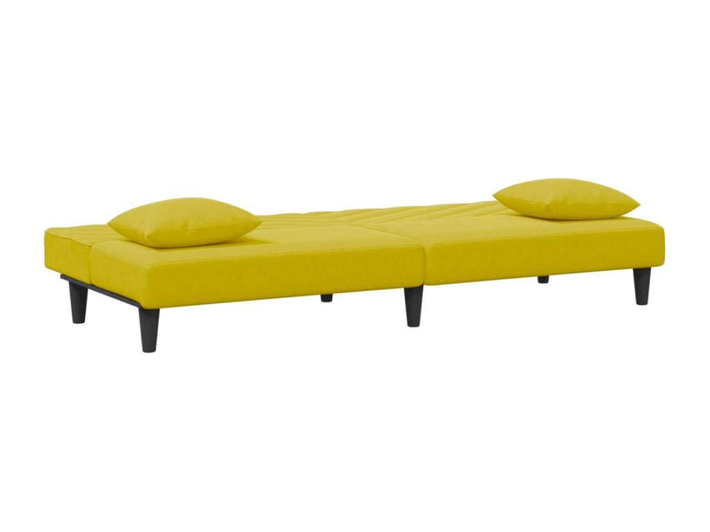 2-piece sofa set with yellow velvet cushions