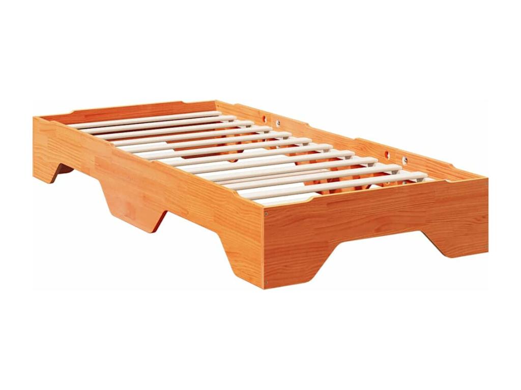Bed frame without stackable mattress brown wax 90x190 cm