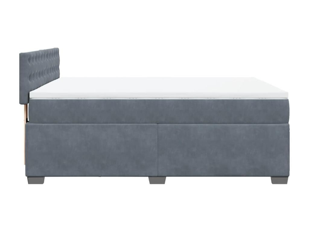 Bed base and mattress, Dark Grey, 160x200cm, Velvet