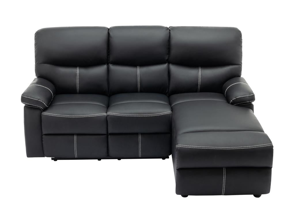 Right-hand corner sofa in black faux leather