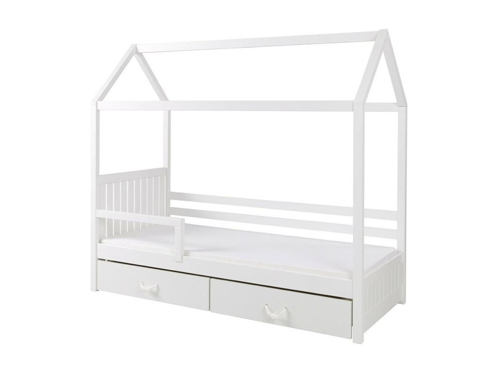 134cm Single White Bed 90x200cm Wooden Slatted Base 97x210x172cm