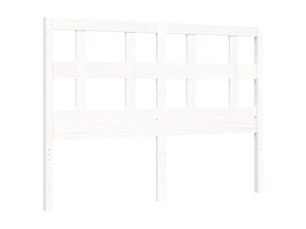 Small double bed frame with white headboard, solid wood
