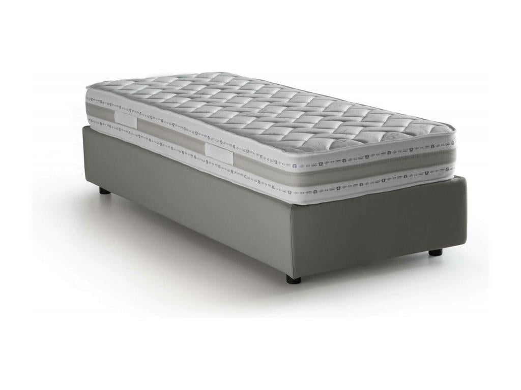 Single bed with storage bed upholstered in fabric, Made in Italy, Front opening, with 80x190 cm mattress included, Grey