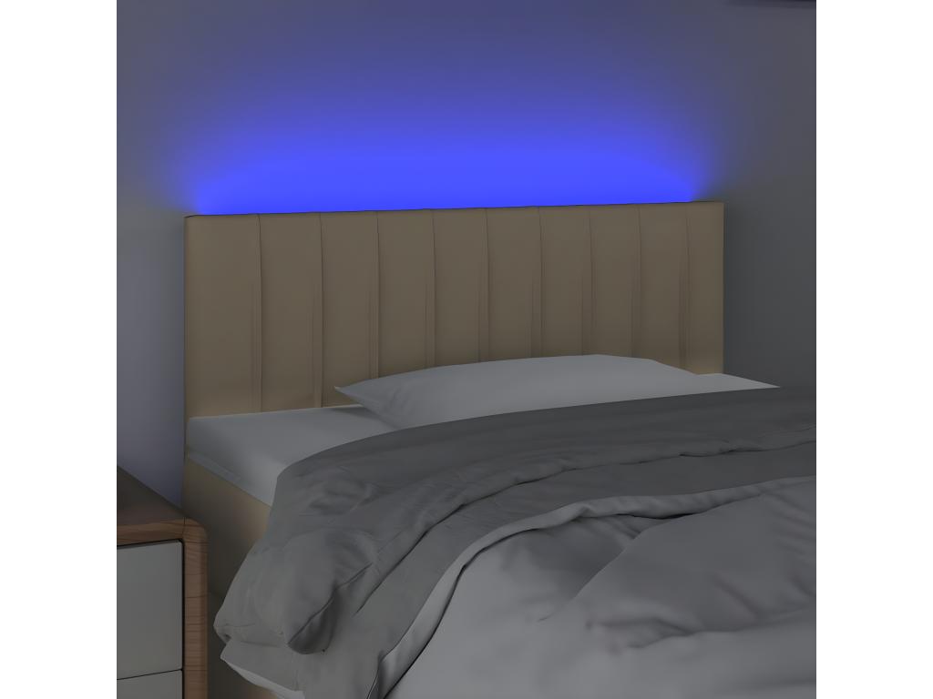 Cream LED Headboard 90x5x78/88 cm Fabric
